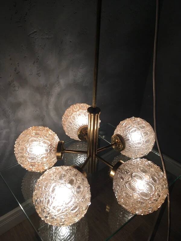 Richard Essig Sputnik Chandelier – Brass Bubble Glass 1960s