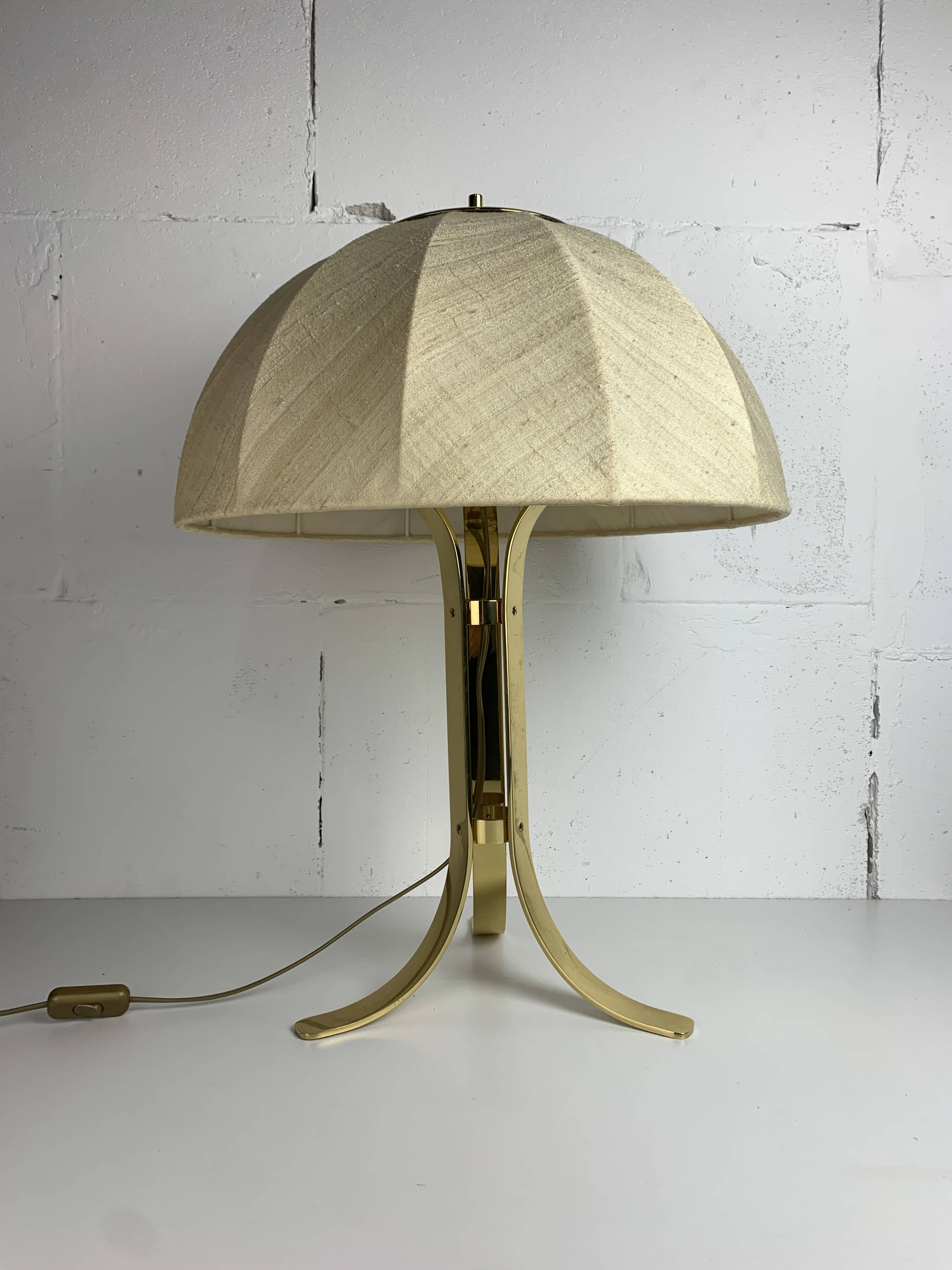 Large ( 65 cm ) midcentury brass space age mushroom table lamp, 1960s