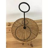 Side table 1950 wicker and portable metal