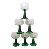 6 glasses Alsace wine pied torsade vert