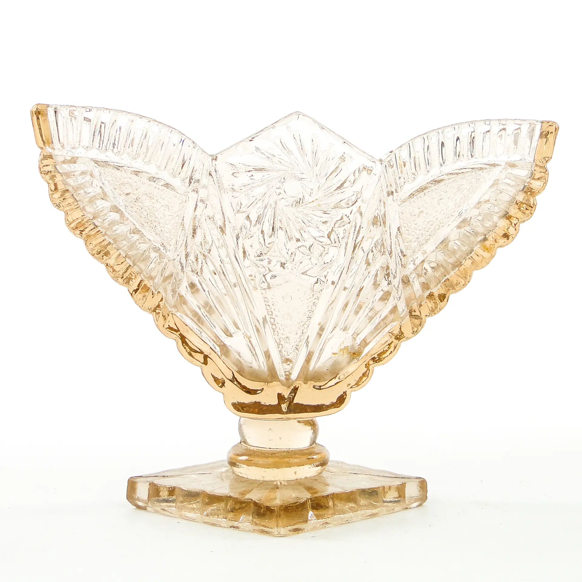 Art Deco napkin holder, pressed glass, Poland, 1950s