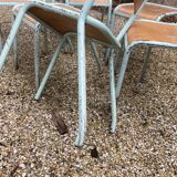 Lot of 6 sky blue Tolix chairs