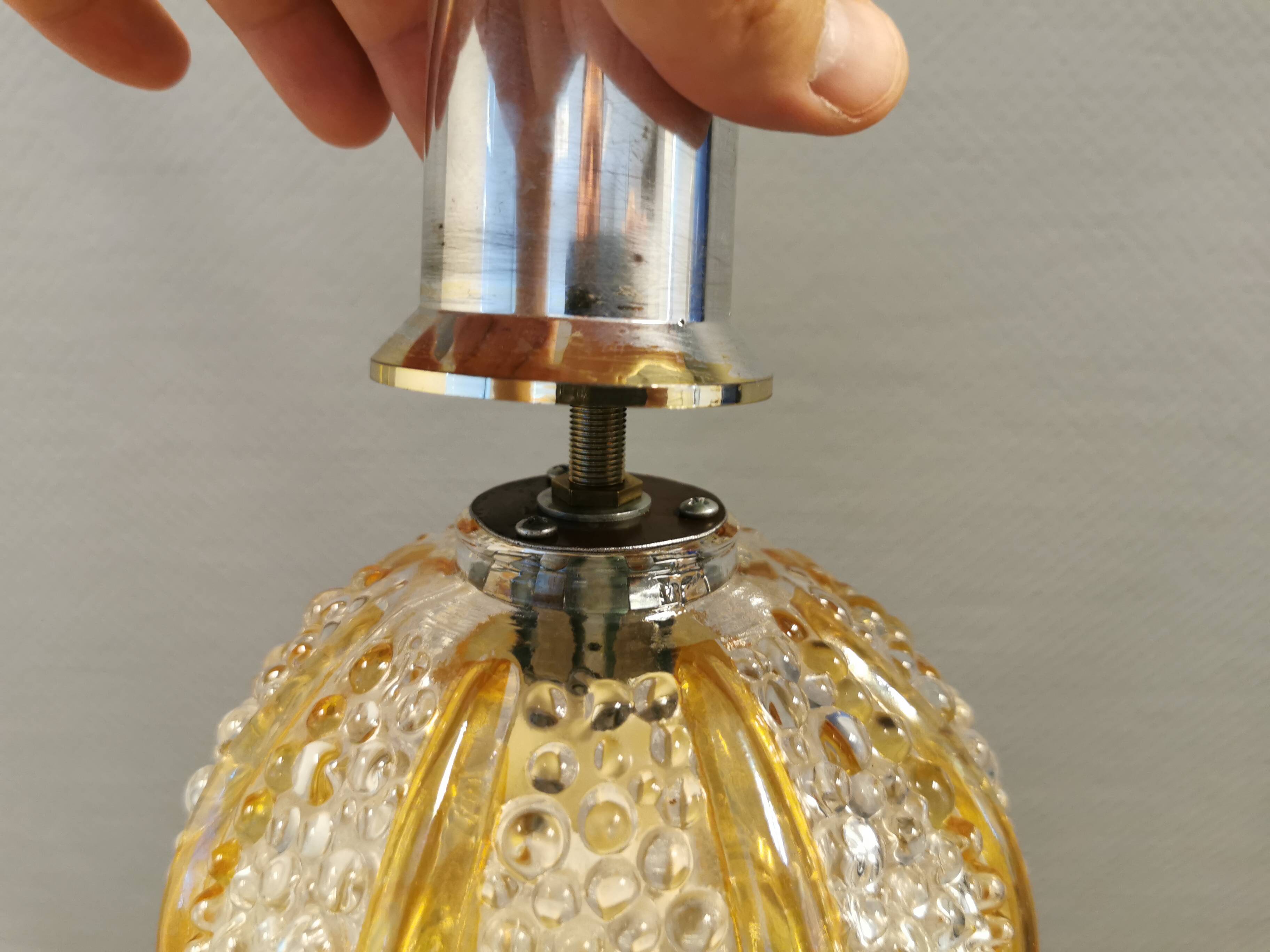 Small Danish hanging lamp in glass.