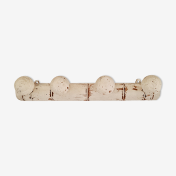 White patina wooden coat rack