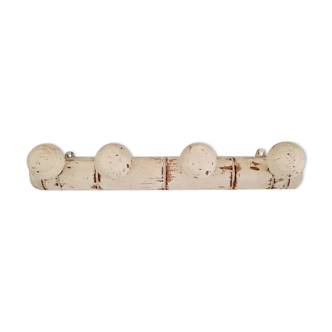 White patina wooden coat rack