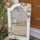Shabby chic mirror with carved wooden flowers
