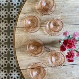 Set of 6 cups and vintage saucer in rosaline from Arcoroc