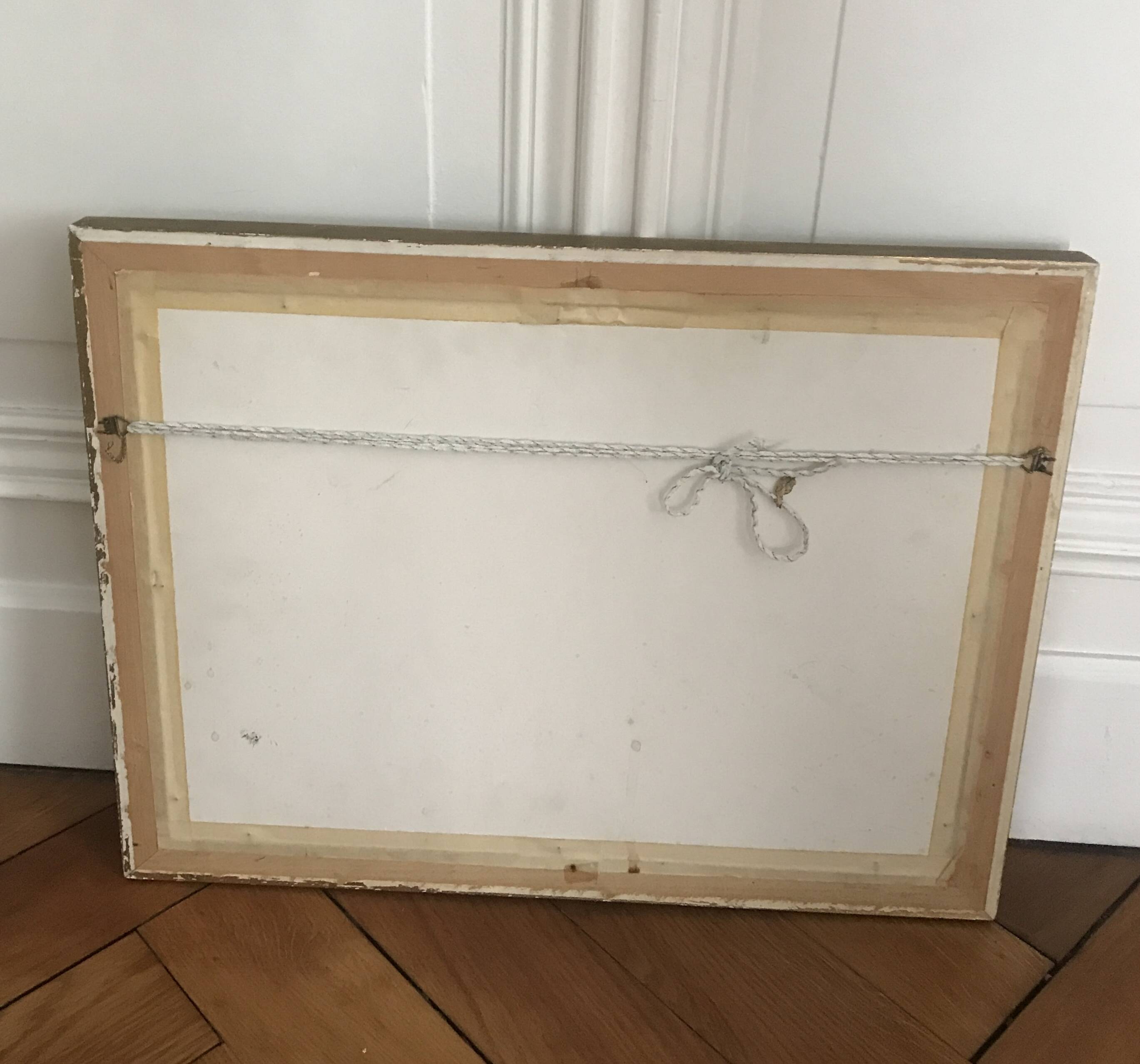 Watercolor framed under glass countryside landscape