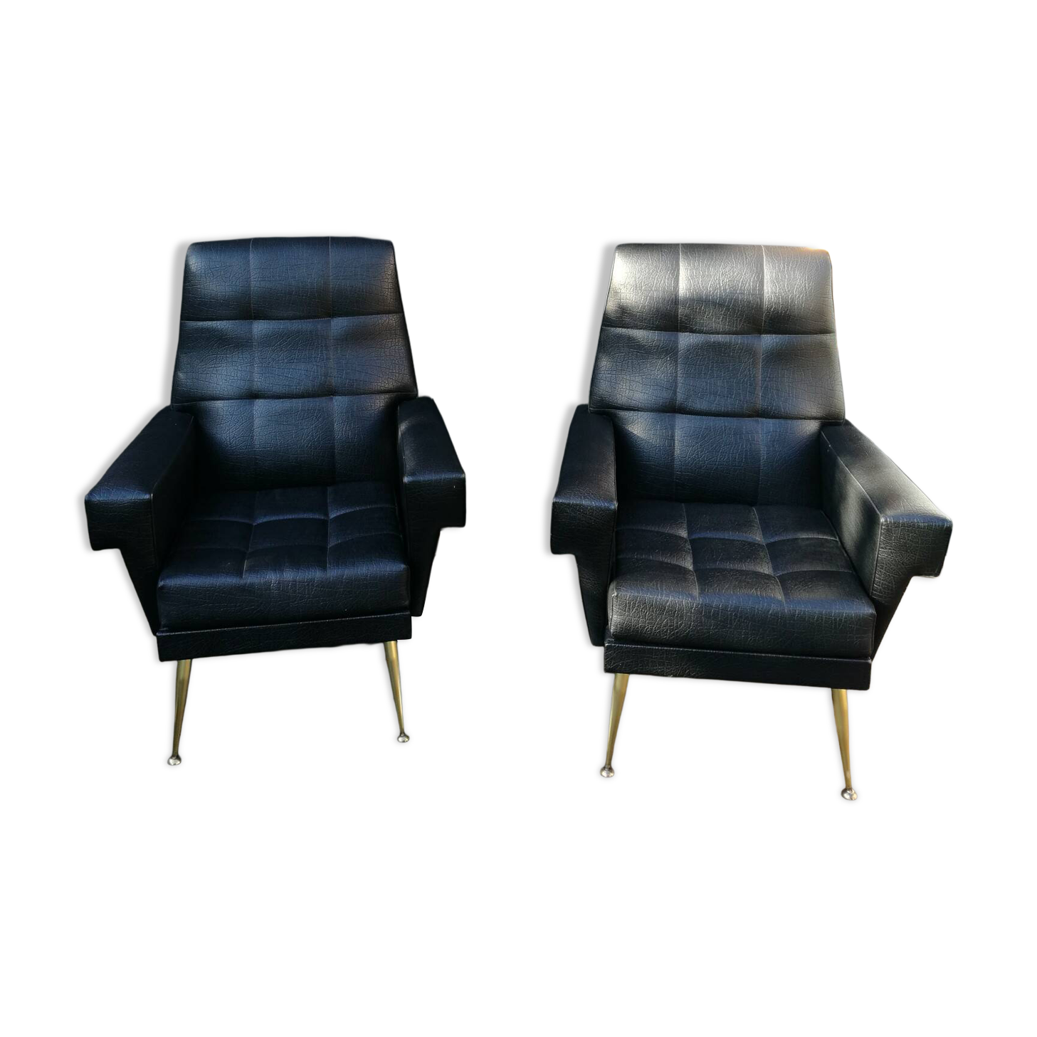 Pair of vintage leather armchairs
