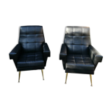 Pair of vintage leather armchairs