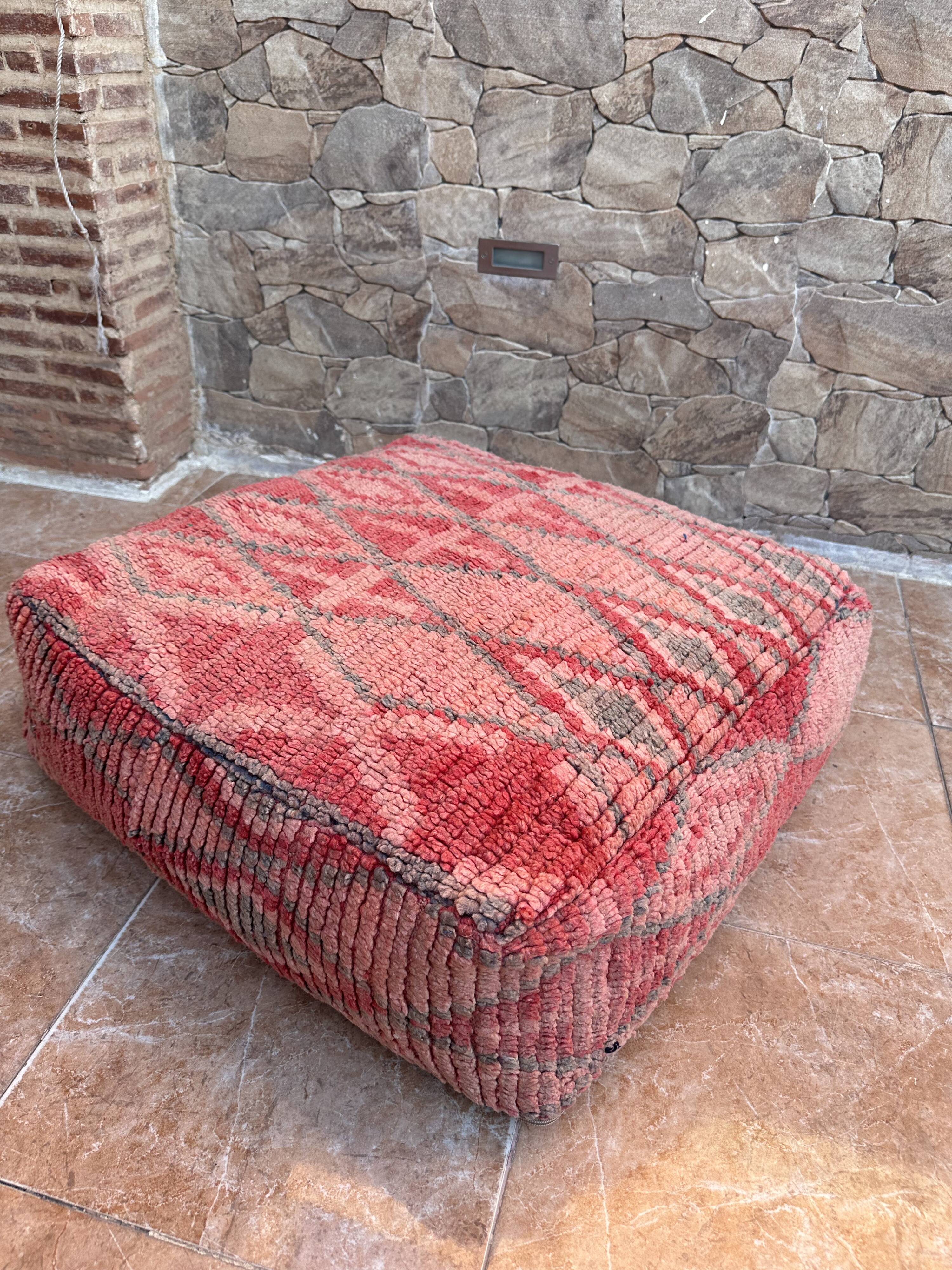 Handmade Berber Kilim pouf, floor cushion.