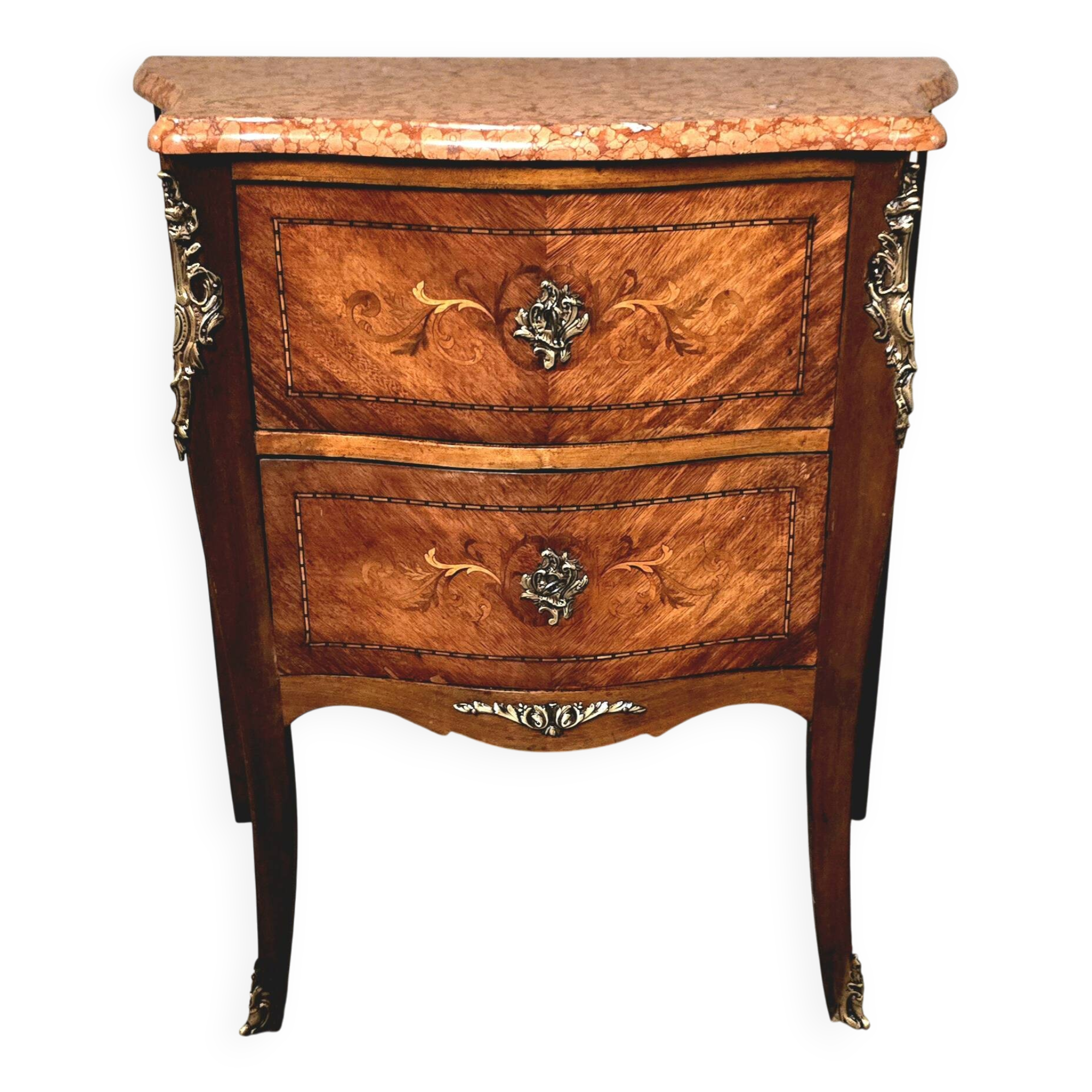 Louis XV style commode in rosewood marquetry, 20th century.