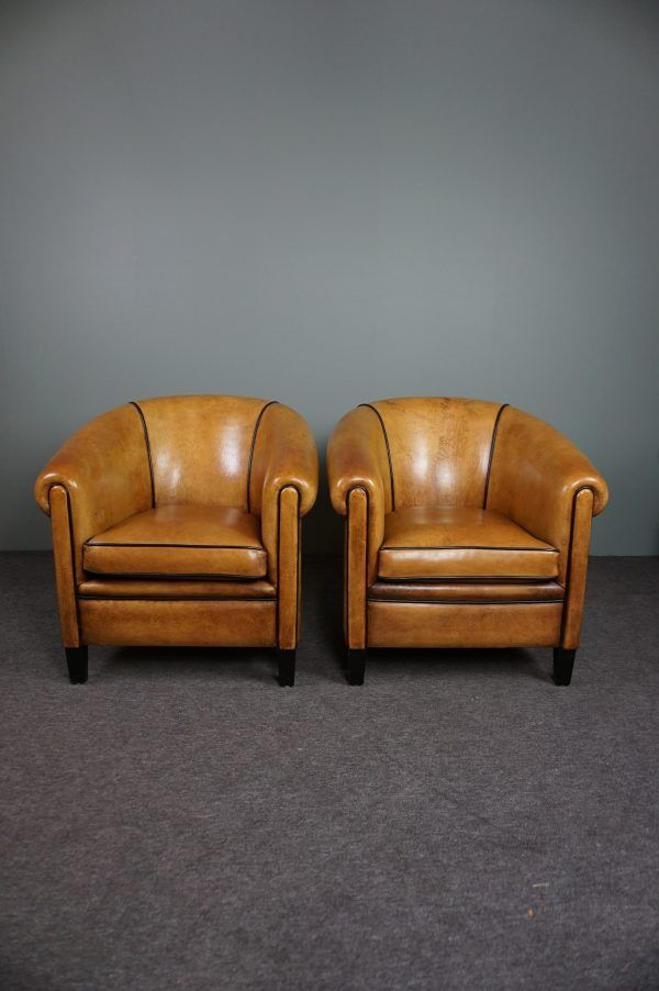 Set of 2 club chairs in sheepskin, York model