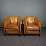 Set of 2 club chairs in sheepskin, York model