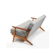 1950s danish 3-seater sofa in solid oak and teak