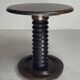 French brutalist wood turned side table in the style of Charles Dudouyt