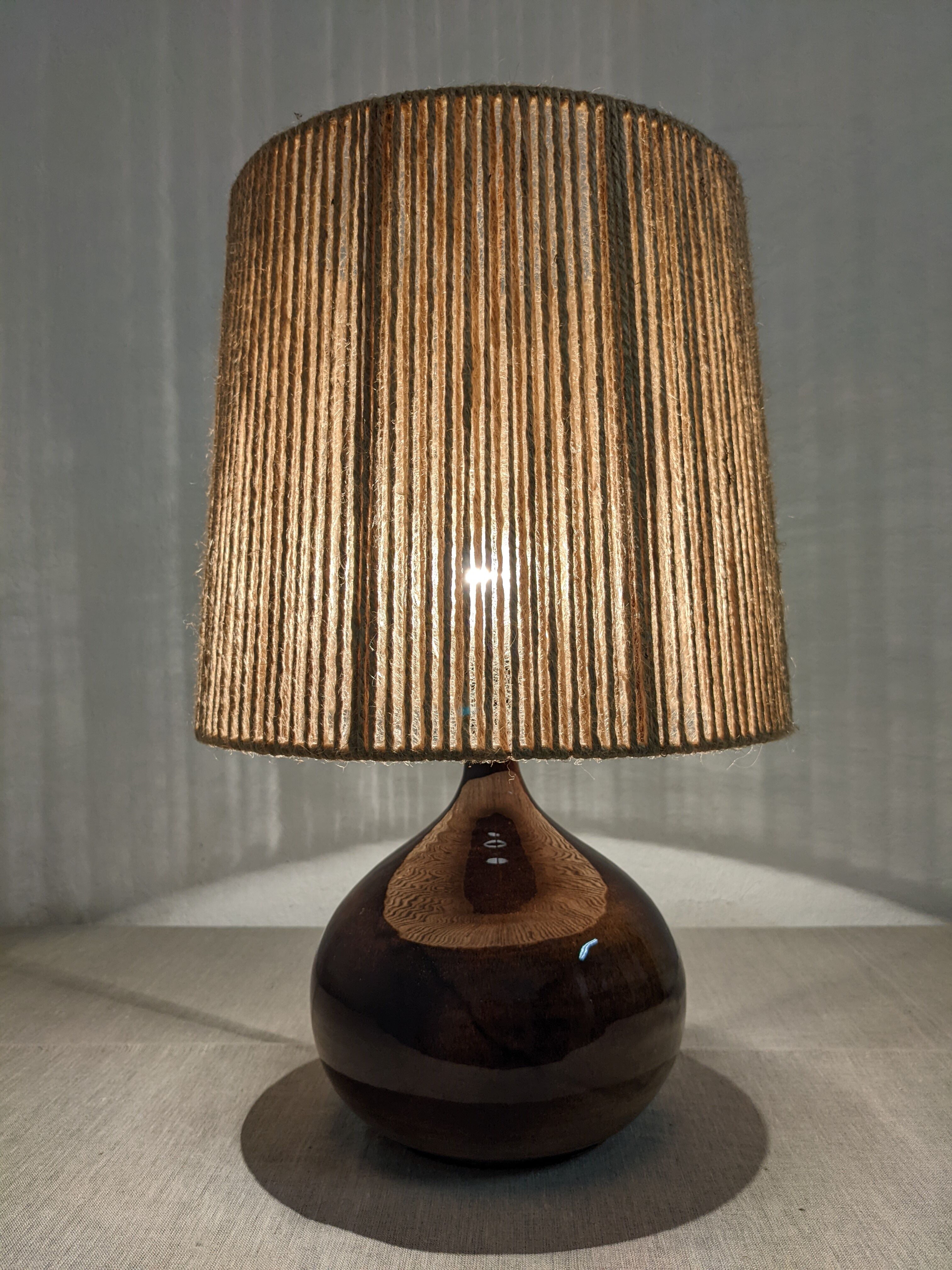 Vintage ceramic lamp and jute rope