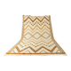 Tapis berbère XXL avec de longues franges des années 1960. Pile couleur crème avec des motifs dans des tons orange et vert.