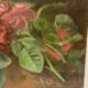 Old painting, still life with daisy roses and wild flowers, signed, early XX century