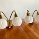 Pair of double origami opaline brass wall lamps