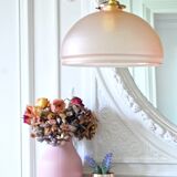 Salmon pink glass hanging