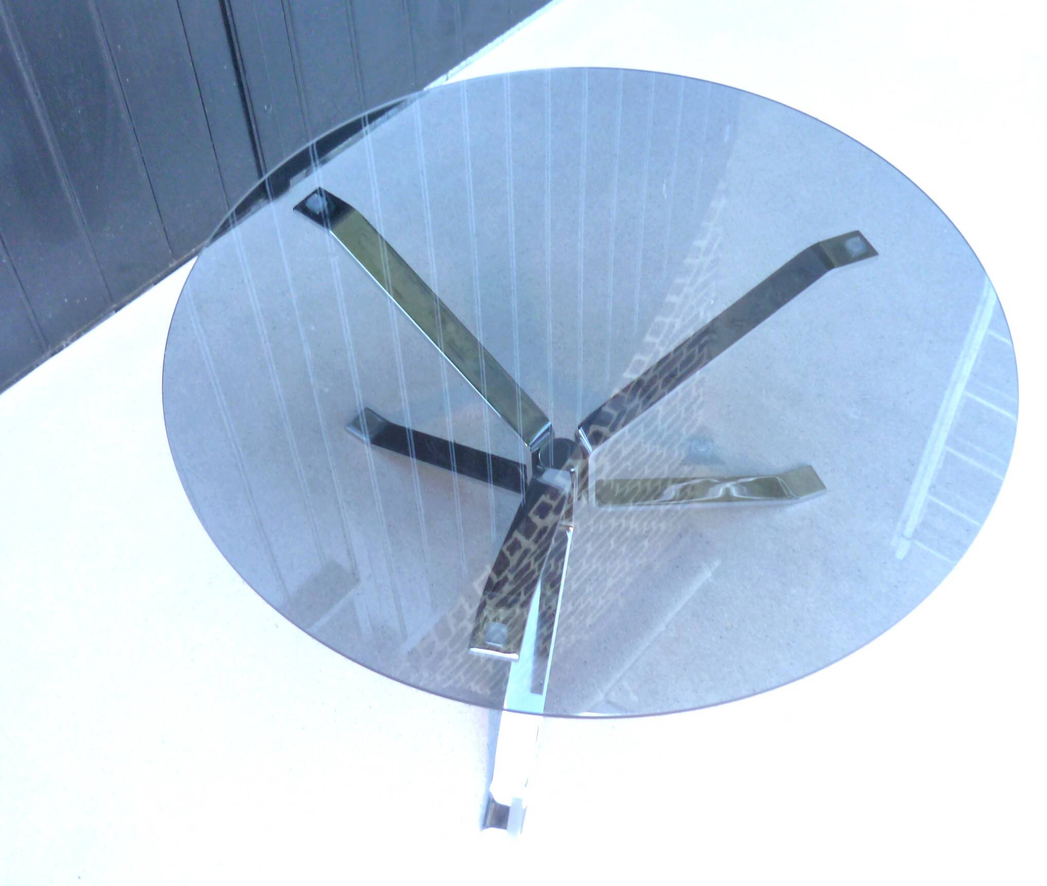 Glass and chrome living room table