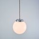 Small Mid-Century Italian Opaline & Metal Sphere Pendant Lamp