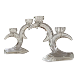 Pair of glass candle holders 70s