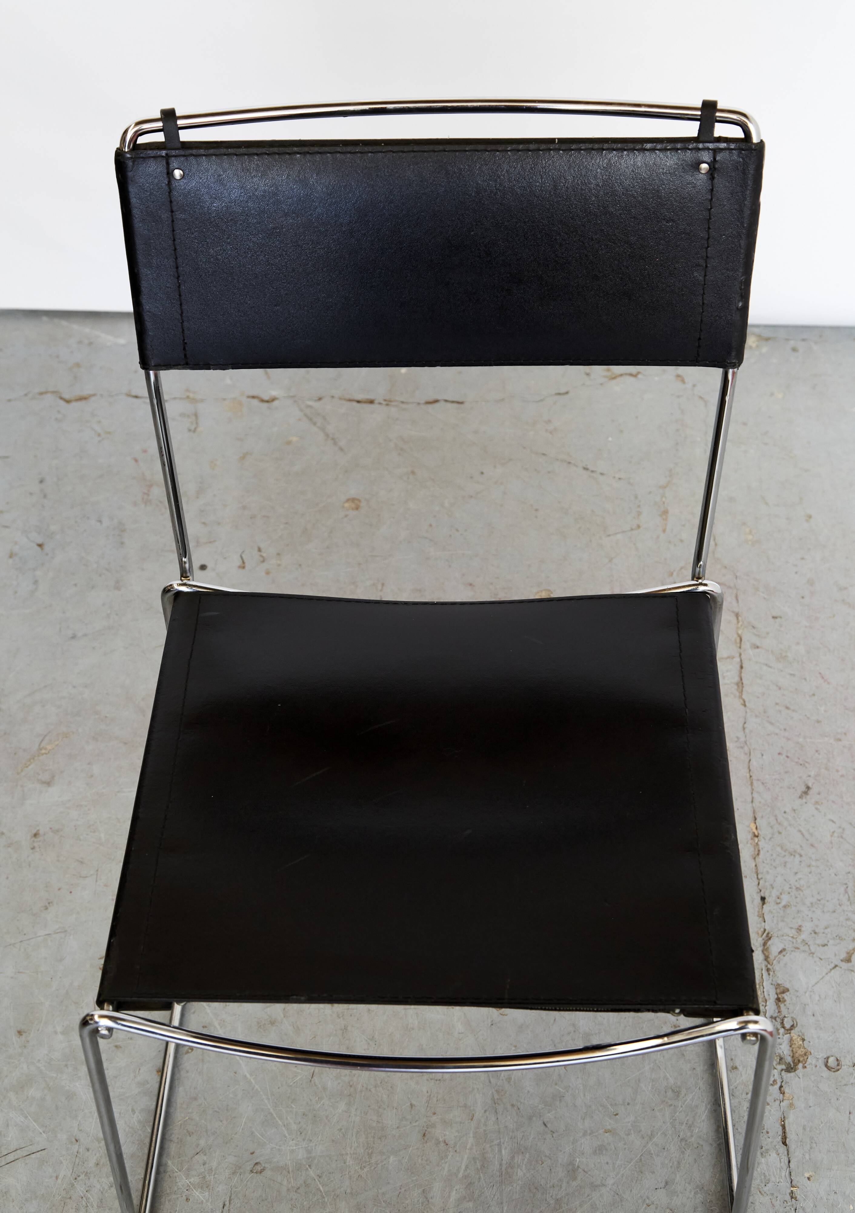 Chaises de salle à manger en cuir par Giandomenico Belotti pour Alias