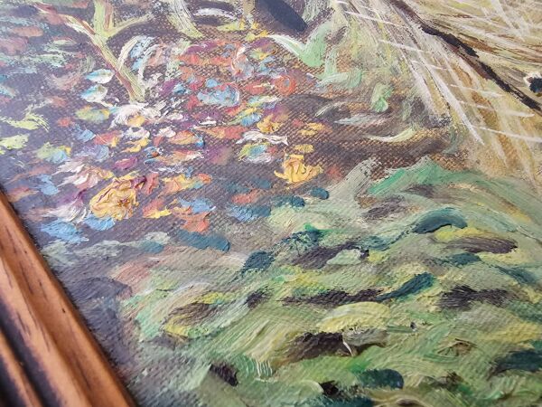 Tableau - Huile sur toile Bord de Mer tropical Signé A Gervasoni