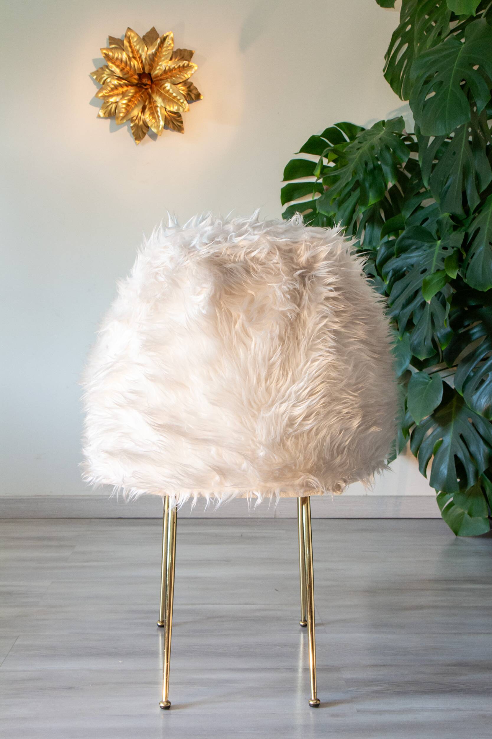Ivory white fur armchair, 1970