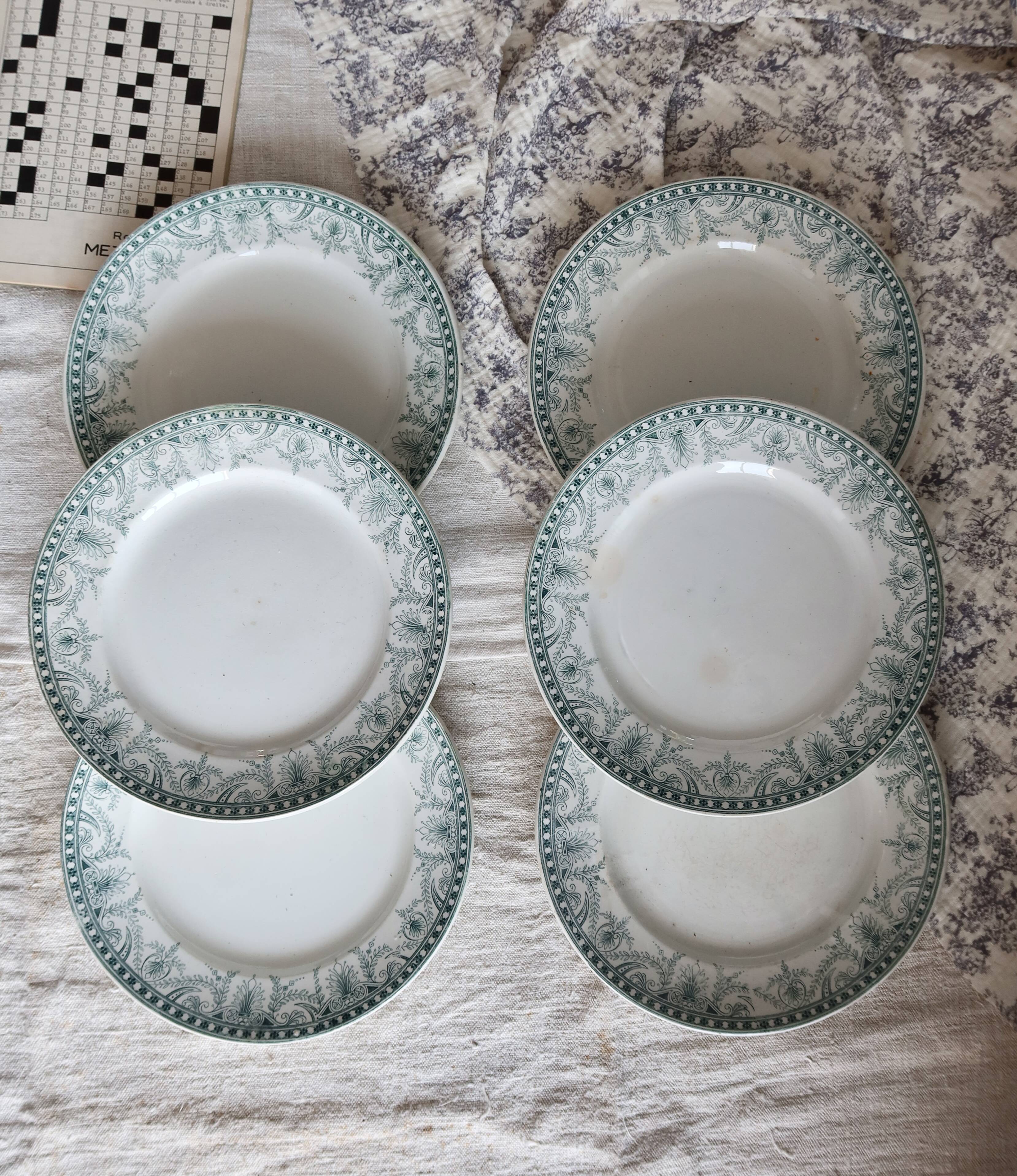 6 vintage dessert plates - Terre de fer - Moulin des Loups - Wi model
