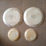 4 bamboo plates with Asian decor