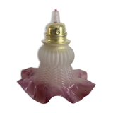 Purple tulip walking lamp in polished glass and twisted wire pink fushia