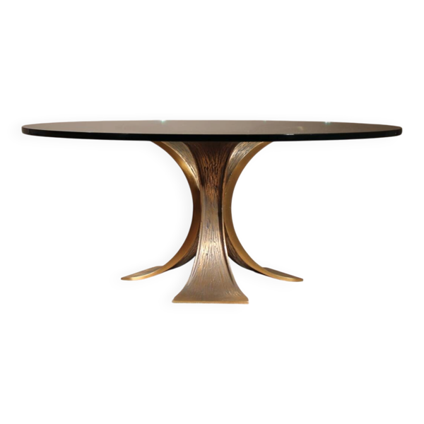 Table basse en bronze et verre brutaliste Allemagne années 1970