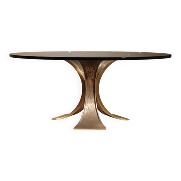 Table basse en bronze et verre brutaliste | Allemagne années 1970