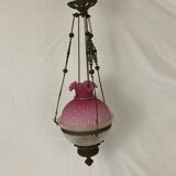 Hanging lamp Napoleon III frosted glass and enamelled glass