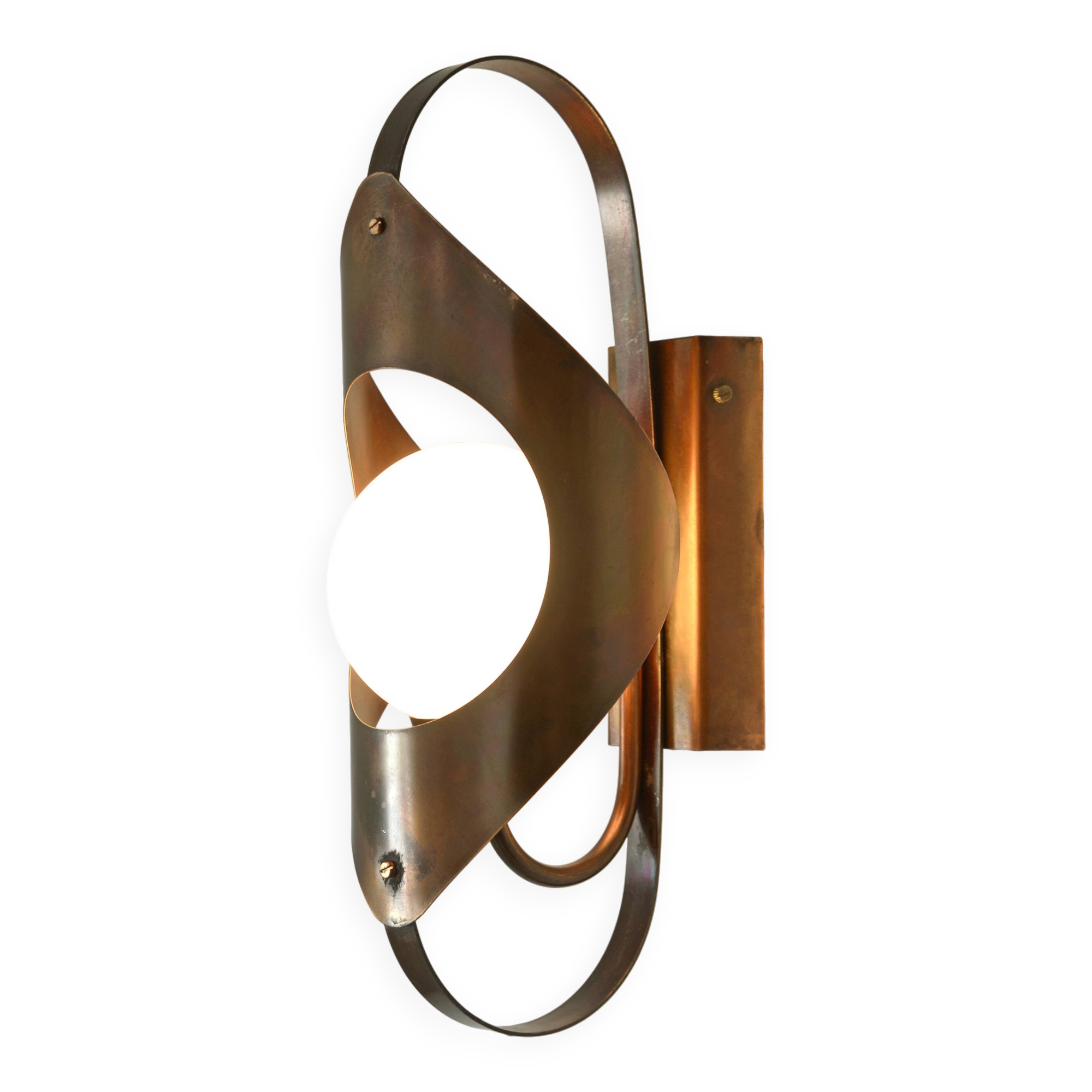 Brutalist sconce vintage wall lamp space age copper lamp 1970 light fixture