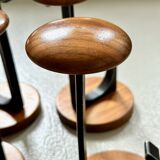 4 Vintage Wooden Coat Hooks, Mid-Century Modern Wall Coat Rack, Retro Style