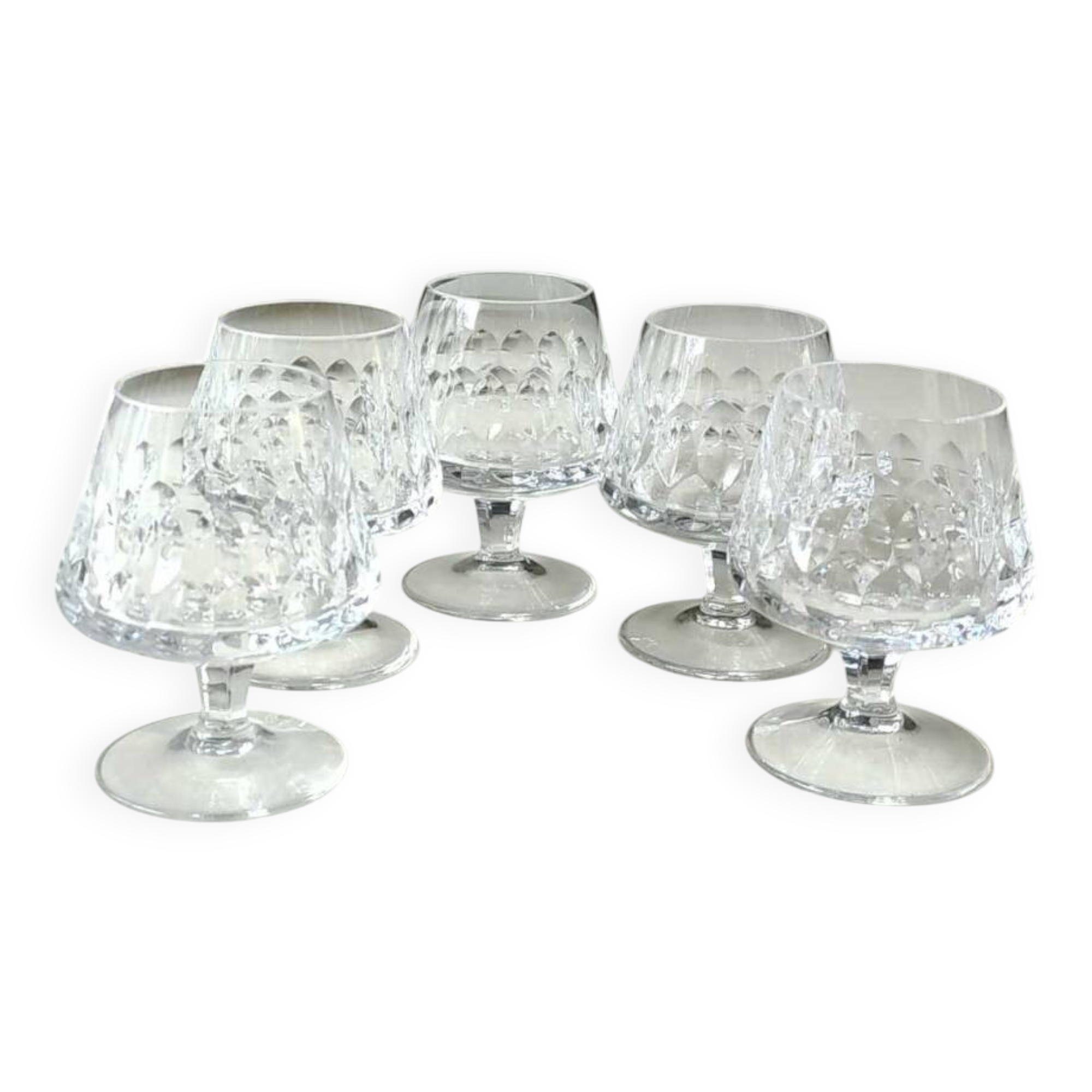 Lot 5 x Peill & Putzler Cognac Glasses. Mod. Granada. lead crystal