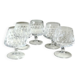 Lot 5 x Peill & Putzler Cognac Glasses. Mod. Granada. lead crystal