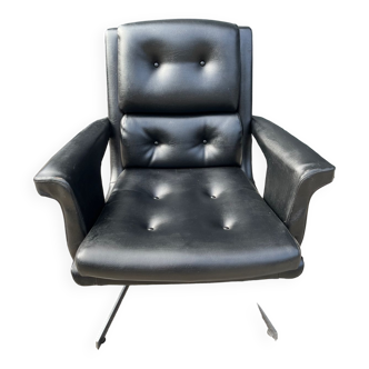 Fauteuil de salon cuir et métal