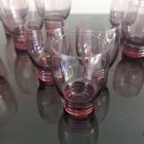 Set of 50s art deco purple/rosé blown glass glasses