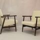 Pair of armchairs Henryk Lis 300-190 years 1970 fabric white buckle.