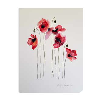 Original poppy watercolor