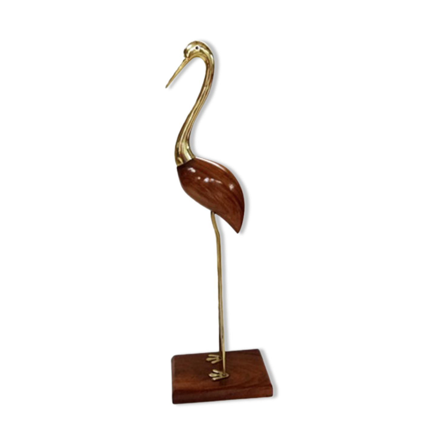 Blue heron of the 60s-70s in brass and rosewood and teak
