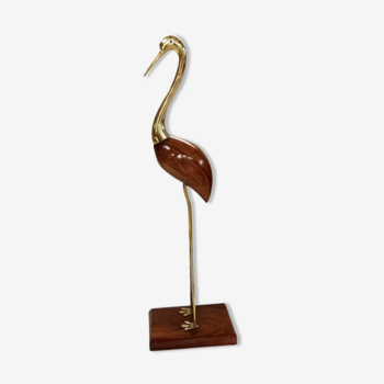Blue heron of the 60s-70s in brass and rosewood and teak