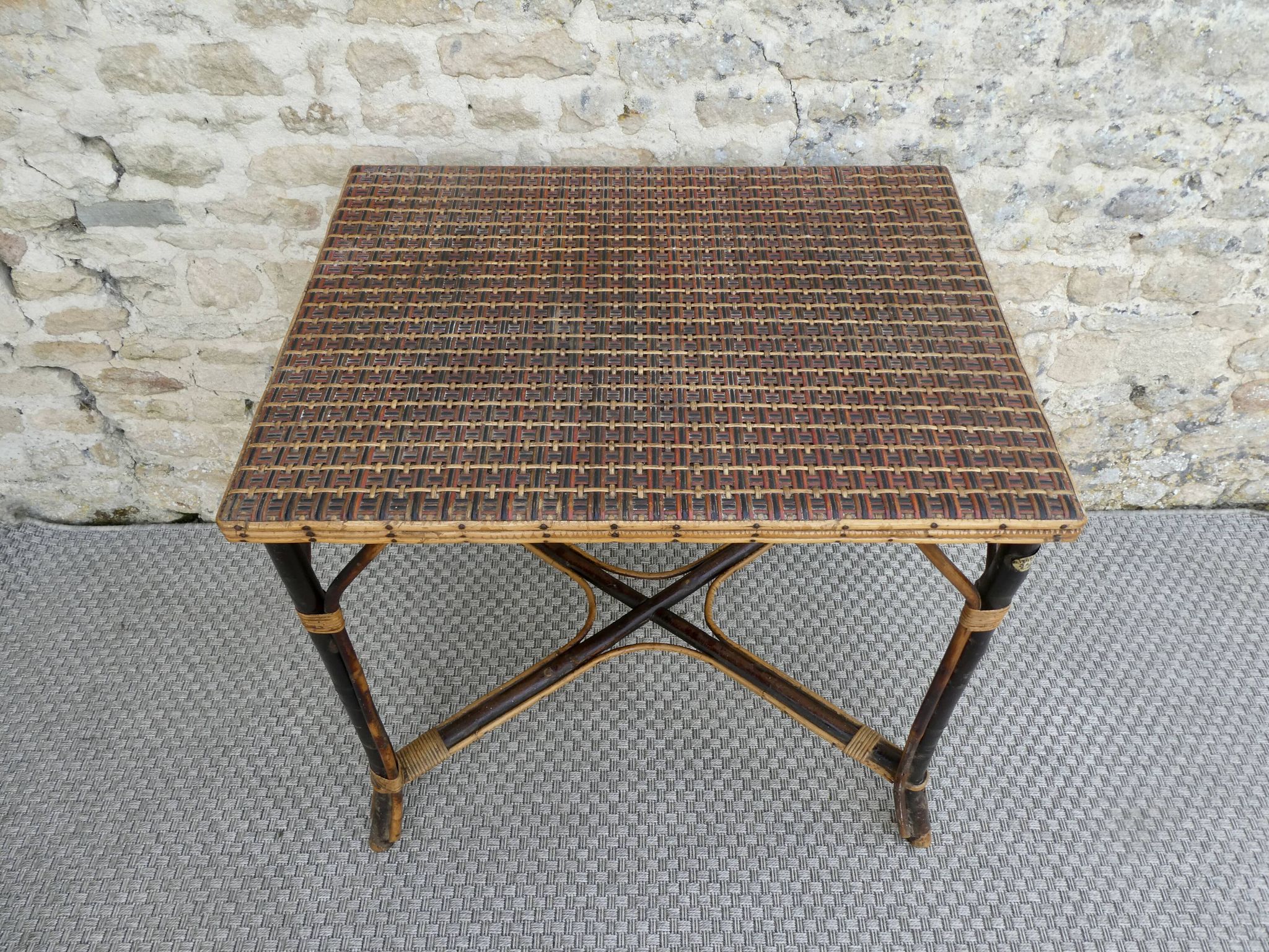 Bamboo and rattan table from the Perret & Vibert house, late 19th century.