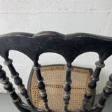 Chaise Napoleon III, Chiavari en bois noirci peint et cannage