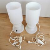 Set of 2 Vintage White Glass Table Lamp by Ivan Jakes, Czechoslovakia 1960s